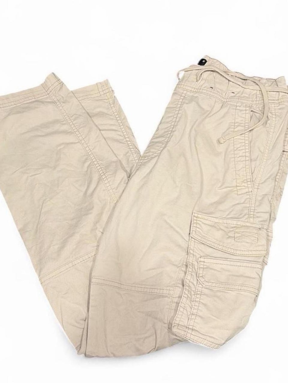Hollister Light Beige Cargo Pants with Drawstring Waist